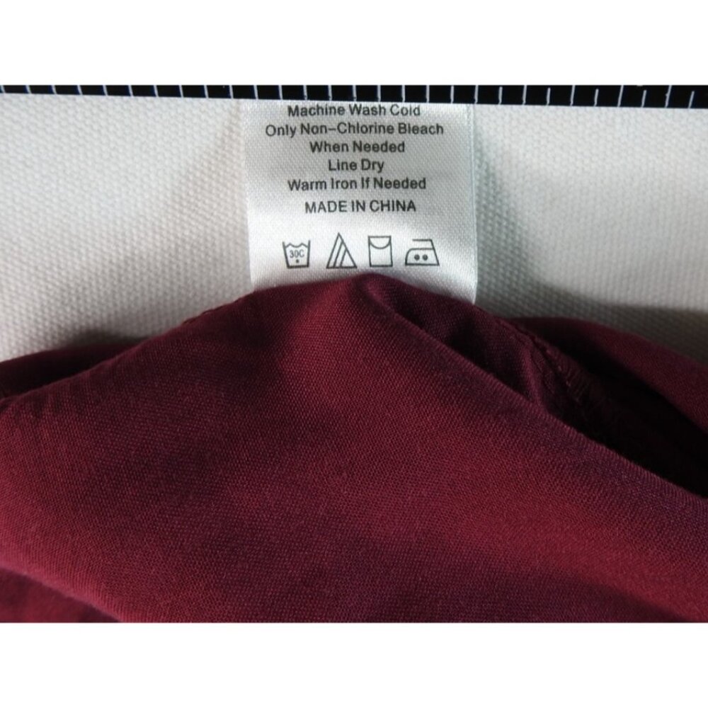 Blush Noir Women’s Floral Sheer Lined Ruffle Blouse Sz Large Burgundy Neck Bib - Picture 9 of 12